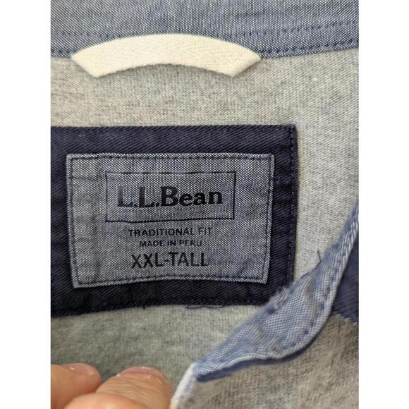 L.L.Bean Lakewashed Rugby Polo Shirt XXL Tall Gray Long Sleeve Traditional Fit - Picture 4 of 9